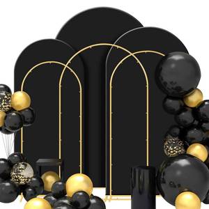 lot 44775 image: Gawicpy Wedding Arch Backdrop Stand Set Metal Arch Backdrop Stand with Wedding Arch Cover, Wedding Balloon Arch Backdrop Stand for Birthday, Baby Shower, Anniversary (Black, 5.9FT6.6FT7.2FT) - Retail $80