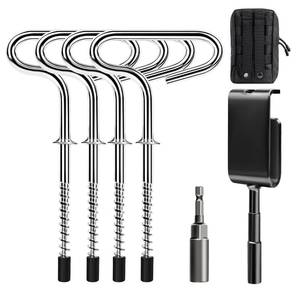 lot 44781 image: Ice Anchor Tool Kit for Ice Fishing Shelter, Includes 1 Drill Adapter, 4 Threaded Pegs, 1 Storge Bag, and 1 Impact Socket, Heavy Duty Ice Fishing Tent Stakes, Portable Ice Shelter Setup Tools - Retail $14