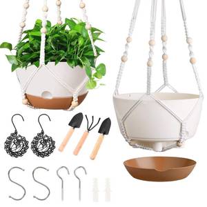 lot 44792 image: JPPSUJJ Hanging Planters for Indoor Plants, 2 Pack 10 Inch Self Watering Hanging Pots for Plants with Drainage Holes, Indoor Outdoor Hanging Flower Pots for Home Garden Ceiling Decor (White) - Retail $17