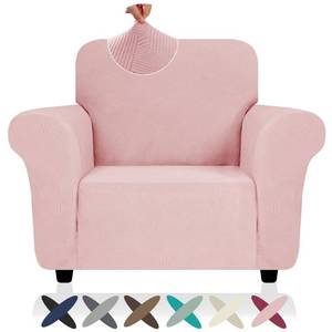 lot 50799 image: ZNSAYOTX Chair Cover with Arms (30-47), New Striped Sofa Chair Covers for Living Room, Dogs Pet Friendly Anti-Slip Chair Protector Spandex Armchair Slipcovers (Rose, Chair) - Retail $33