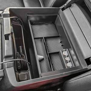 lot 50805 image: Center Console Organizer for 2014-2018 Chevy Silverado 1500  GMC Sierra 1500 Accessories and 2015-2019 SierraSilverado 25003500HD and 15-2020 YukonYukon XLTahoeSuburban Armrest Storage Box black - Retail $17