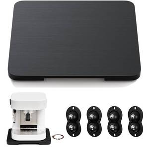 lot 50816 image: GuanQiao 360° Rotation Appliance Slider for Coffee Maker & Heavy Kitchen Appliance, Bamboo Rolling Tray for kitchen Counter, Sliding Tray with Premium Wheels (Black, 13.9x11.6) - Retail $442