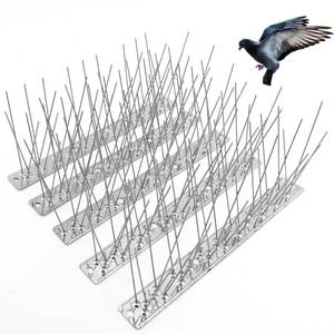 lot 58775 image: REMIAWY Bird Spikes for Pigeons Small Birds, Bird Deterrent Spikes for Outside to Keep Squirrel Cat Away, Stainless Steel Wire 5 Strips 4 Feet - Retail $9