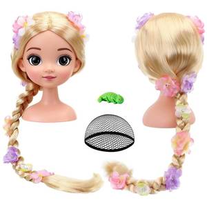 lot 58788 image: MEEZY Long Blonde Braided Wig with Flowers, Halloween Costume Cosplay Wigs Braid Hair Halloween Accessories for Costume Cosplay Christmas Birthday Party Decor - Retail $12