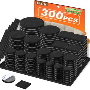 lot 58795 image: Felt Furniture Pads 300 Pieces, Furniture Pads for Hardwood Floors, Felt Pads for Chair Legs Furniture, Floor Protectors for Furniture Black - Retail $8