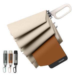 lot 58811 image: QWB TUMAAOTU Inverted Umbrella with Carabiner Handle, Compact Wind Proof Umbrellas For Rain and Sun Protection, Portable Reverse Folding Umbrella, Car Umbrella for Women Men, 10 Ribs (Beige 50IN) - Retail $69