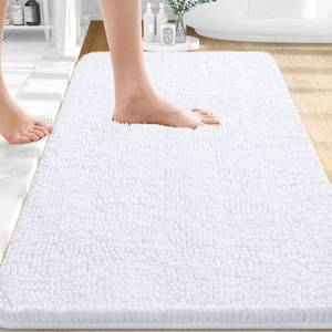lot 58817 image: OLANLY Bathroom Rugs 30x20, Extra Soft Absorbent Chenille Bath Rugs, Rubber Backing Quick Dry, Machine Washable Bath Mats for Bathroom Floor, Tub and Shower, Home Decor Accessories, White - Retail $24