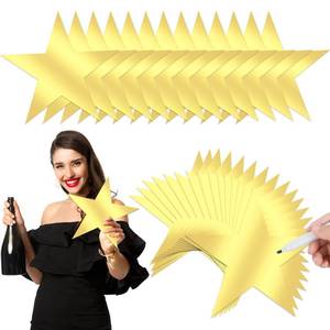 lot 58818 image: 40 Pcs 11 Inch Large Gold Stars Cutouts Gold Stars Decoration Double Printed Paper Stars Decoration Bulletin Board Decoration for Classroom Wedding Birthday - Retail $9