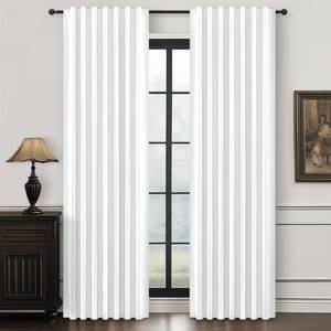 lot 61536 image: Pure White Linen Drapes 84 Inch Length 2 Panels Set for Living Room, Elegant Pleated Thick Blackout Curtains Insulated Room Darkening Bedroom Window Curtain Decor Pin Hooks Back Tab 50W x 84L 2 Burg - Retail $42