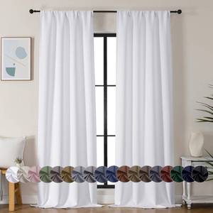 lot 61538 image: Simplebrand Ava Pure White Curtains for Bedroom 90 Inches Long 2 Panels Set, Room Darkening Window Treatment, Light Filtering Curtain Drapes, Soft Casual Rod Pocket Privacy Curtains, W40 x L90 Inch - Retail $19