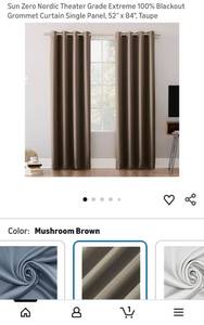 lot 61553 image: Sun Zero Nordic Theater Grade Blackout Curtain Panel single panel - Retail $25