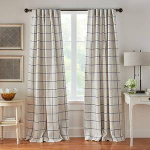 lot 61563 image: Elrene Home Fashions Brighton Windowpane Plaid Blackout Window Curtain, Living Room and Bedroom Drape with Back Tab and Rod Pocket Tabs, 52x108, Indigo, 1 Panel - Retail $31
