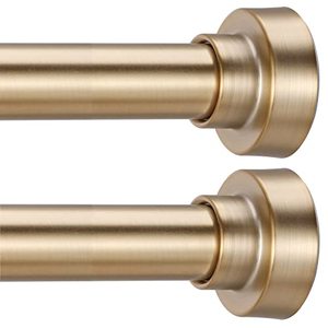 lot 61567 image: YNL 2 Pack Tension Rods - No Drill, Non-Slip Spring Tension Rods for Window & Closet & Door, 30 to 48 inches(2.5-4ft), Closet Rod Stainless Steel, Warm Gold