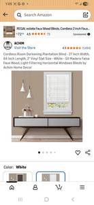 lot 61570 image: Achim 2-inch White Faux Wood Cordless Blinds - Retail $72