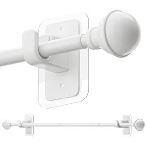 lot 61573 image: ENJOYBASICS No Drill Curtain Rods for Window 28 to 47 Inches, 58 Inch Diameter Renter Friendly Drapery Rod with Adhesive Brackets without Drilling, Adjustable from 27 to 52 Inches, White - Retail $13