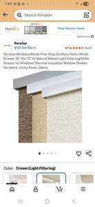 lot 61575 image: Persilux Cordless Roller Blinds - Retail $45
