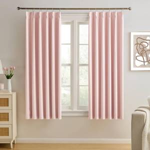 lot 61588 image: KEQIAOSUOCAI Pinch Pleated Pink Blackout Curtains Short 2 Panels Set 45 Inch Length for Small Windows, Sound & Light Reducing Room Darkening Drape for Bathroom Bedroom(Baby Pink, 2 Panels, W40 x L45) no hardware  - Retail $37