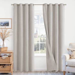 lot 61589 image: BGment Oatmeal Blackout Curtains for Living Room - 84 Inch Long Linen Textured Thermal Insulated Total Sun Blocking Bronze Grommet Window Drapes for Farmhouse, 2 Panels, 52 x 84 Inch - Retail $32