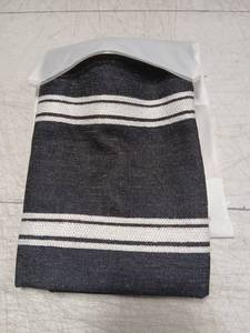 lot 61591 image: Crumbs Home Modern Farmhouse Fall Linen Indoor Outdoor Throw Pillow Cover Only, 20x20 Water Repellent for Patio, Backyard, Couch, Black Neutral Embroidered Stripes - Retail $35