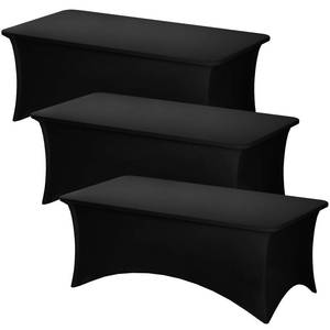lot 61592 image: Fixwal 2 Pack Black Table Cloths Rectangle 8FT, Tablecloths Rectangular Stretch Spandex Fitted Table Covers 8 FT for Parties, Trade Shows, Banquet, Weddings, Buffet, Graduation Decorations - Retail $26