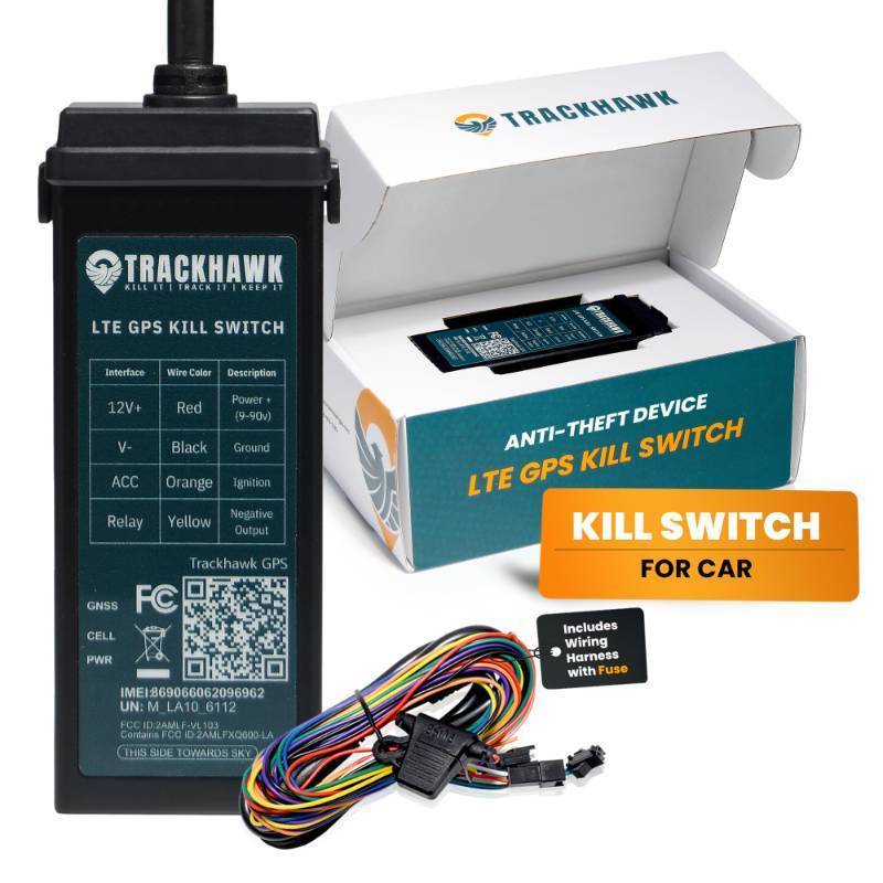 lot 41144 image: Trackhawk VL03 GPS Tracker with Kill Switch - 4G LTE Vehicle Tracking for Cars, Trucks & Trailers with Driver Monitoring, Anti-Theft Protection & Real-Time Location Tracking Subscription Required - Retail $105