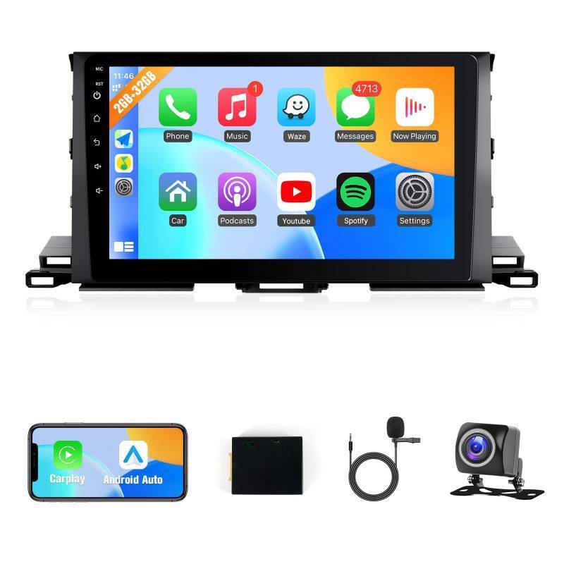 lot 41163 image: Naifay Android Car Stereo for Toyota Highlander 2014-2019, 232G 10.1inch IPS Touch Screen for Highlander Radio with Carplay Android Auto Bluetooth GPS WiFi SWC Camera  Can Bus - Retail $90