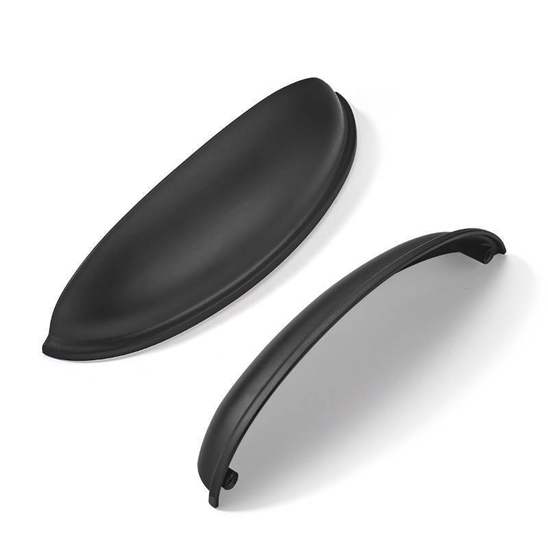 lot 50649 image: khtumeware 5 Pack 3 Drawer Pulls Matte Black Cabinet Cup Pulls Kitchen Hardware Cabinet Handles Drawer Handles Knobs 3 inch Hole Center - Retail $10