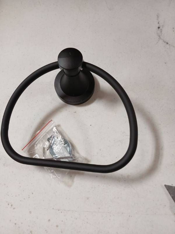 lot 58518 image: Matte Black Towel Ring Holder - Retail $15