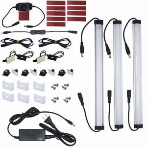 lot 44812 image: Litever Under Cabinet LED Light Bar Kits Plug in 3 pcs 12 inches Light Bars per Set Warm White 3000K 20W 1000 Lumen Dimmable for Kitchen Cabinets Counters Bookcases (3 Bars Kit-3000K) - Retail $30