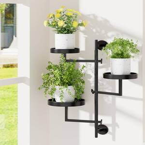 lot 44816 image: Rotating Window Plant Shelves Plant Shelf Indoor Metal Plant Stand Rotating Window Shelf for Plants 3 Tier Plant Stand Wall Plant Holder Wall Planters for Indoor Plants, Outdoor Plant Stands for Patio, Black - Retail $20