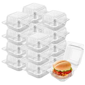 lot 44830 image: inch Clear Plastic Disposable Clamshell Container,Hinged Take Out Clamshell Dessert Container with Lid Takeout Tray Disposable Food Clamshell Containers for Dessert,Cakes,Sandwiches 150 pack - Retail $17