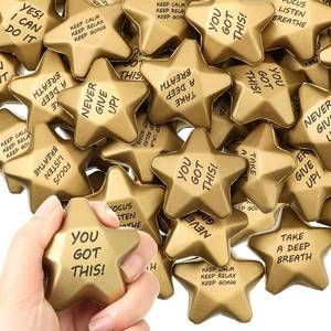 lot 44837 image: Deekin 36 Pieces Star Stress Balls Mini Foam Ball Stress Relief Squeeze Toys Mini for Kids Teens and Student Adults Gifts Bag Fillers at Work School Home(Motivational,1.6 Inch) - Retail $23