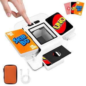 lot 44841 image: Automatic Card Shuffler Machine, Rechargeable Shuffle Machine for 2 Deck with AUTO & Manual Mode, Card Case, Foldable & Portable Low Noise Shuffler Machine for Poker, UNO, Skip-Bo, Blackjack, Phase 10 - Retail $40
