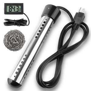 lot 44856 image: Immersion Water Heater, Portable Water Heater Electric with 304 S S Guard & LCD Thermometer, Submersible Bucket Heater Heat 5 Gallons of Water in Minutes for Home Bathtub Basin 2000W - Retail $28