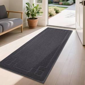 lot 44865 image: BEQHAUSE Door Mat 24 x 60, Non-Slip Door Mats Indoor Entryway Rugs Washable Low-Profile Absorbent and Stain Resist Floor Mats, Dog Door Mat for Front Back Door, Mud Wet Shoes & Paws, Dark Grey - Retail $46