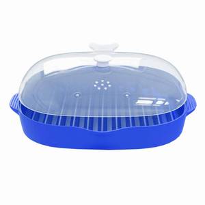 lot 44891 image: Microwave Bacon Rack, Microwave Bacon Tray with Splatter Lid, Microwavable Bacon Grill, Large Capacity with Single Tray Cooking, L 9inch Blue