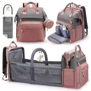 lot 44900 image: DERJUNSTAR Baby Diaper Bag Backpack with ChangingStation-Large Capacity Baby Bag for Boys & Girls, USBCharging Port, Pacifier Case, sunshade & Toy Bar,Waterproof, Baby Pink - Retail $80
