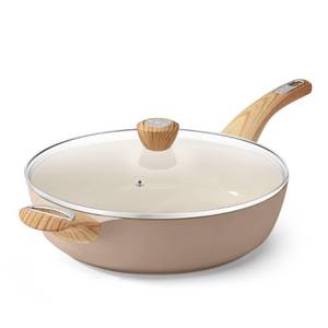 lot 44908 image: SENSARTE Ceramic Nonstick Frying Pan Skillet with Lid, 12 Inch Large Deep Frying Pan, 5 QT Saute Pan, Induction Pan, Healthy Non Toxic Cooking Pan with Helper Handle, PFOA PFAS PTFE Free - Retail $60