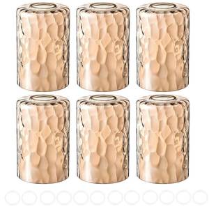 lot 44909 image: Zenirob 6PCS Amber Hammered Cylinder Glass Shade Replacements,1-58 Inch Fitter, 4w x 6h Water Ripple Glass Globes for Pendant Light, Wall Sconce - Retail $48