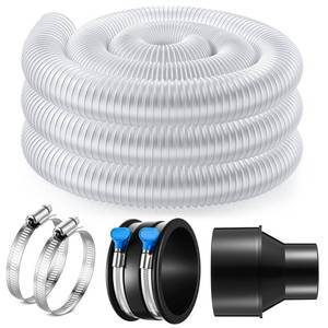 lot 44911 image: PVC Dust Collection Hose with 2 Steel Hose Clamps 4 to 2-12 Cone Reducer & 4 in Dust Collection Flex Cuff with 2 Adjustable Turn Key Thumb Clamps for Debris Collection System - Retail $35