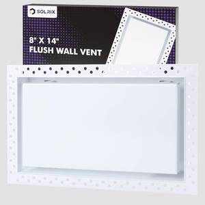 lot 44912 image: SOLRIX Flush Wall Vent 8x14, White AC Vent Cover Metal Wall Vent Cover Modern HVAC Air Return Register Cover Paintable Wall-Mounted Air Register Grille for Ceiling Walls