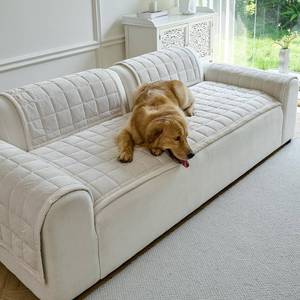 lot 44917 image: PJLZJFBY Couch Covers for Dogs Washable, Non Slip Couch Covers for Loveseat Sofa Pet Friendly, Soft Fuzzy Sofa Covers for Pet, Dog Couch Cover Furniture Protector(1PC,Beige White,27.6x59.1) - Retail $26