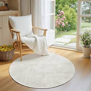 lot 44920 image: jinchan Solid Plush Round Rug 4ft Performance Shaggy Circle Rug 4 Round Washable Indoor Soft Modern Faux Wool Non Slip Carpet for Living Room Kids Room Bedroom Dining Room Ivory - Retail $39