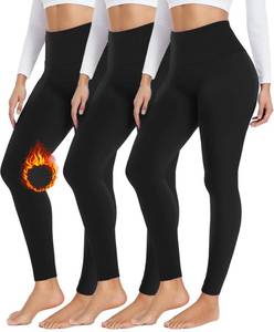 lot 44939 image: FULLSOFT 3 Pack Seamless Fleece Lined Leggings Women High Waisted Workout Winter Warm Thermal Yoga Pants(3 Pack Black,Black,Black,Large-X-Large) - Retail $15