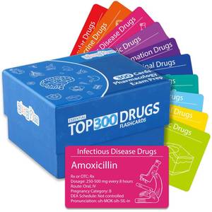 lot 44953 image: Gisgfim Top 300 Drugs Flashcards Pharmacology Flash Cards Nursing School Essentials with Drug Names Test Questions Dosage Formulas IV Gauges for Nursing Pharmacology Med Students Pharmacy Techs - Retail $25