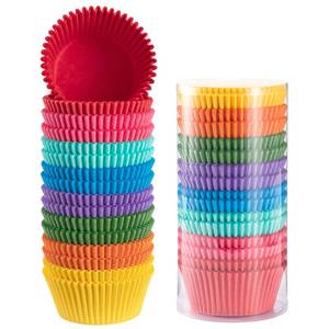 lot 44962 image: Gifbera Bright Rainbow Jumbo Cupcake Liners 300-Count, Large Solid Colorful Paper Baking Cups for Baking - Retail $16