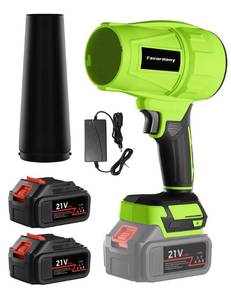 lot 44963 image: Hand held Blower, 600,000 RPM Electric Leaf Blower Cordless with 2 4.0Ah Batteries and Charger for 40 Minutes Use, Portable Blowers for Lawn Care, Car Blow Dryer with Extended Nozzle (Green) - Retail $66