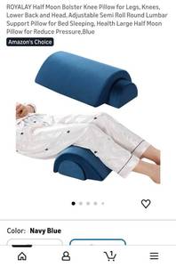 lot 44971 image: Half Moon Knee Bolster Pillow for Leg and Back Support - Retail $15