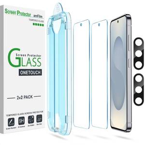 lot 58832 image: amFilm Auto-alignment OneTouch for Samsung Galaxy S25 Plus 6.7 Screen Protector  Camera Lens Protector, Tempered Glass, 30 seconds Installation, Bubble Free, Case Friendly, Anti-Scratch 22 Pack - Retail $8