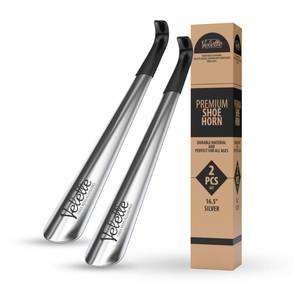 lot 58837 image: Velette Long Shoe Horn for Seniors - 2 Pack 16.5 Metal Shoe Horn Long Handle for Seniors, Men, Women & Kids - Boot Horns, Shoehorn Long-Handle, Elderly Must Haves - Shoes Spoon, Gifts for Elders - Retail $14